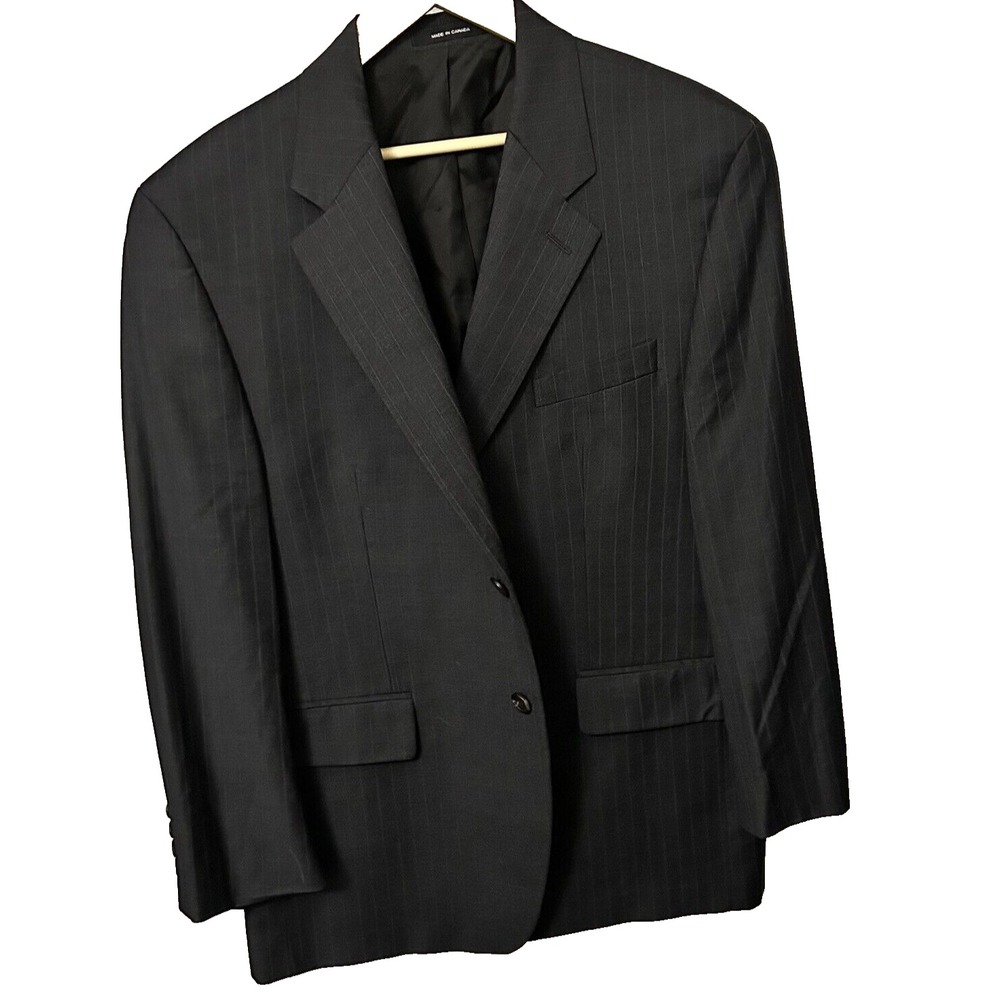 Ralph Lauren Men's Blazer Suit Dark Charcoal Gray w Stripes 44S 100% Wool Laine